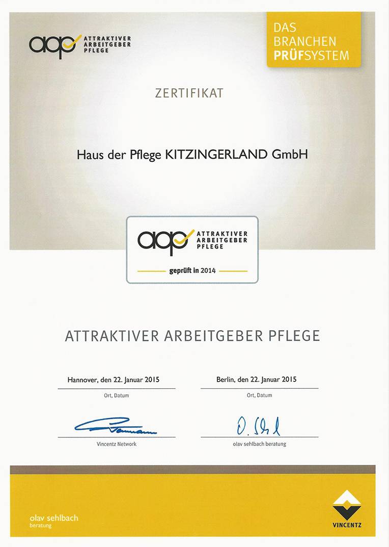 Attraktiver Arbeitgeber Pflege - Haus der Pflege Kitzingerland